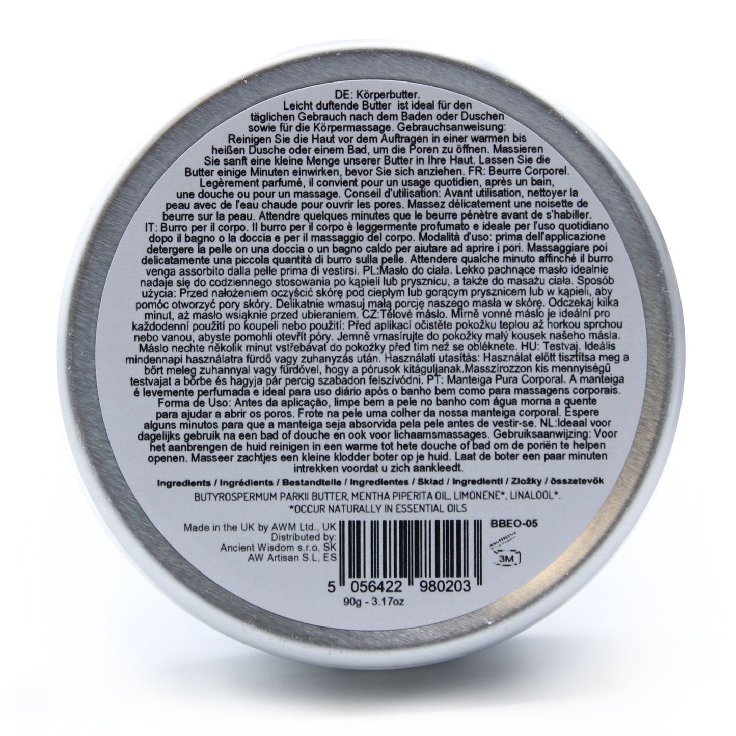 Aromatherapy Shea Body Butter 90g - Peppermint - Vivid Aromas UK