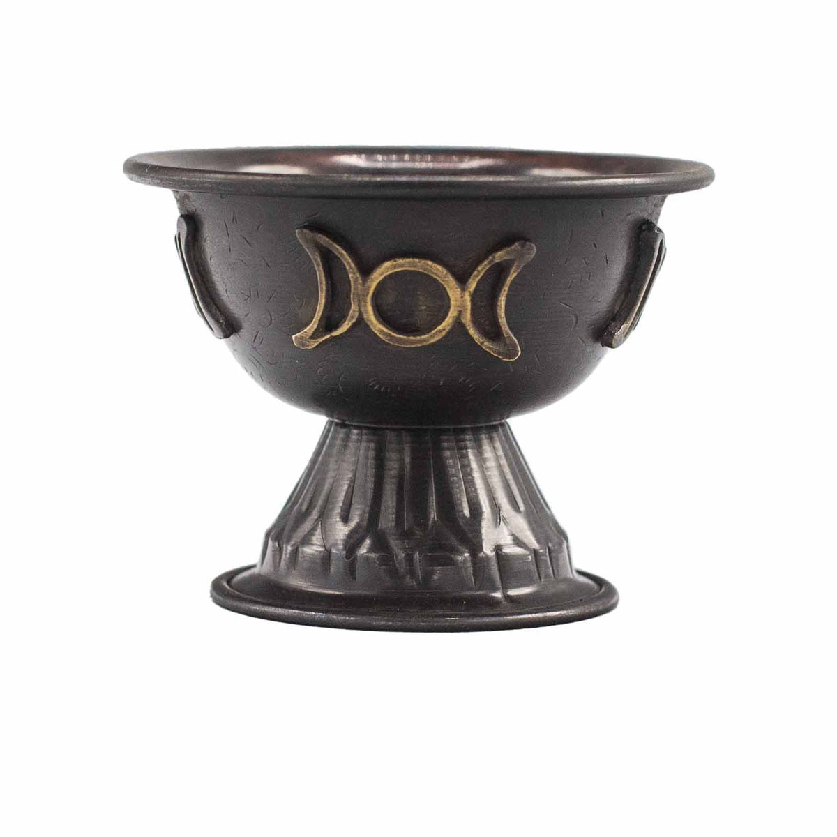 Antique Copper Ritual Chalice Triple Moon 10x8cm - Vivid Aromas UK
