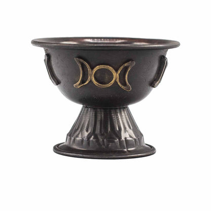 Antique Copper Ritual Chalice Triple Moon 10x8cm - Vivid Aromas UK