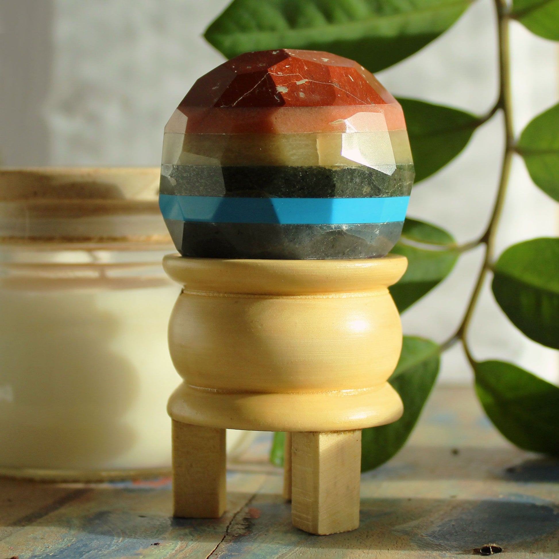 Gemstone Faceted Healing Ball & Stand - Seven Chakra - Vivid Aromas UK