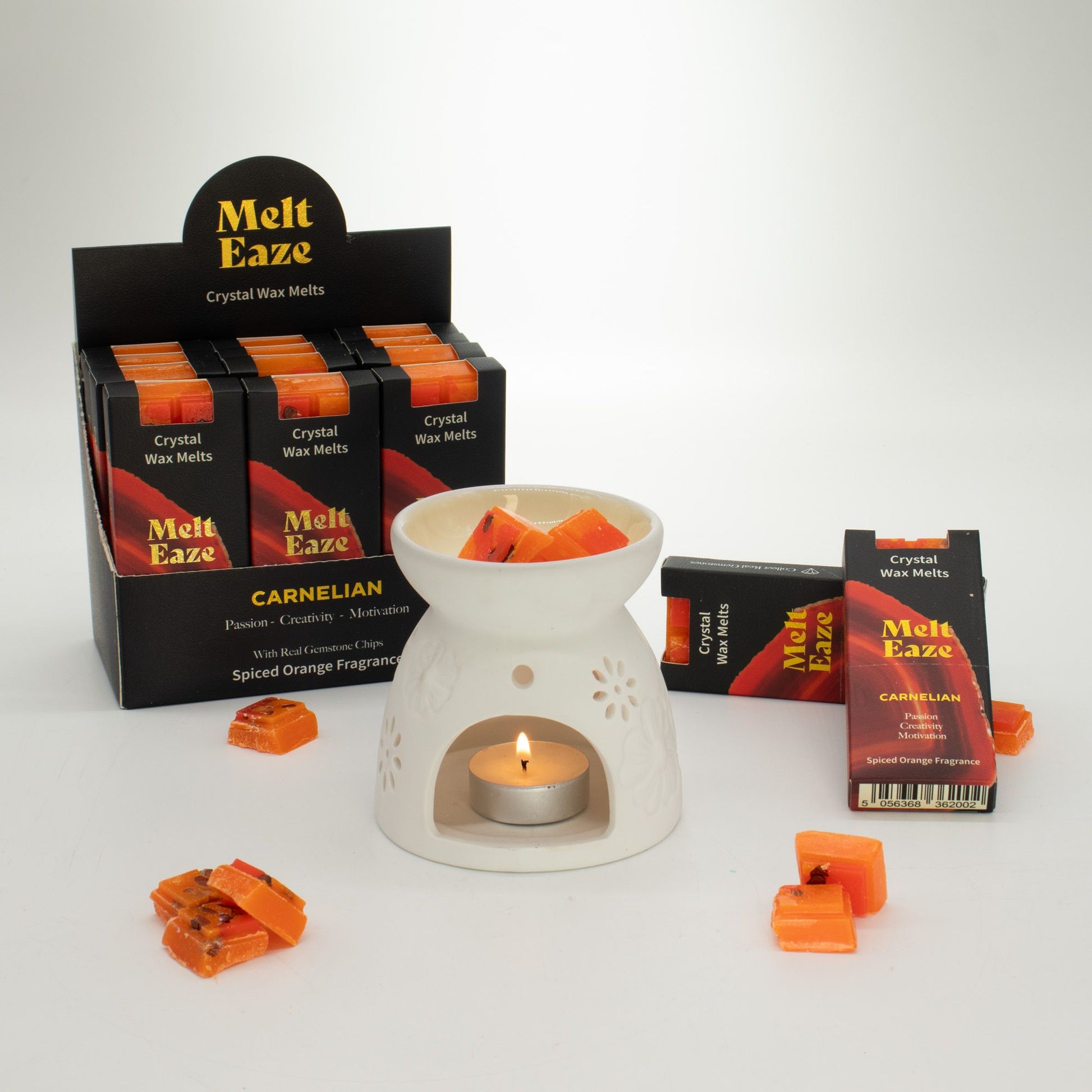 MeltEaze Wax Melts 50g - Carnelian Fire - Spiced Orange - Vivid Aromas UK