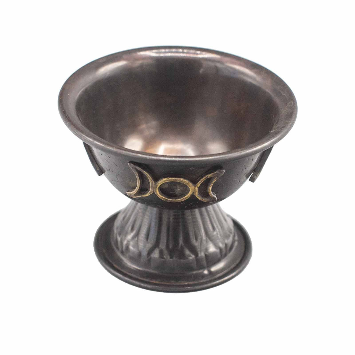 Antique Copper Ritual Chalice Triple Moon 10x8cm - Vivid Aromas UK