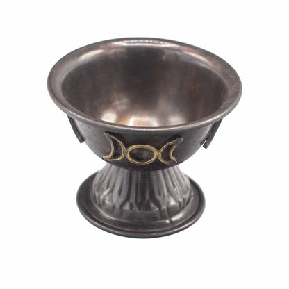 Antique Copper Ritual Chalice Triple Moon 10x8cm - Vivid Aromas UK