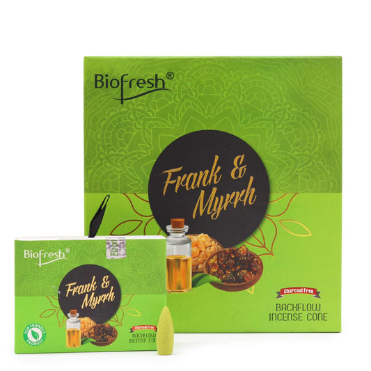 Biofresh Backflow Incense Cones - Frank & Myrrh - Vivid Aromas UK
