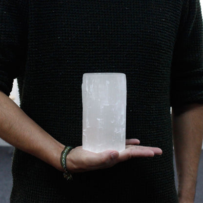 Selenite Cylinder Candle Holder - 15 cm - Vivid Aromas UK