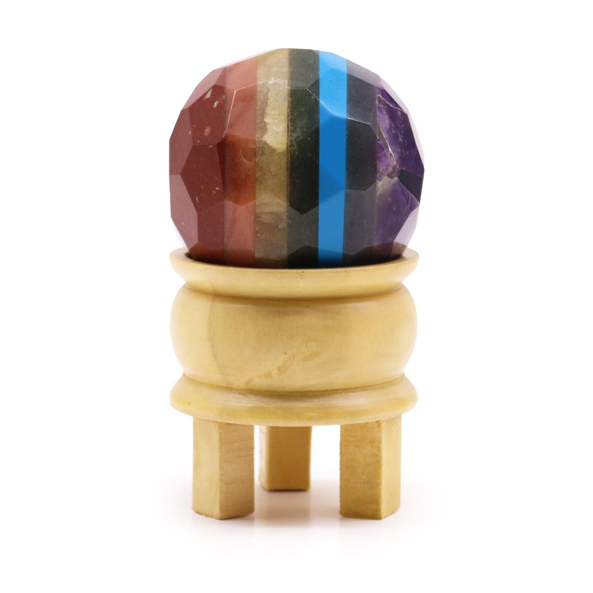 Gemstone Faceted Healing Ball & Stand - Seven Chakra - Vivid Aromas UK