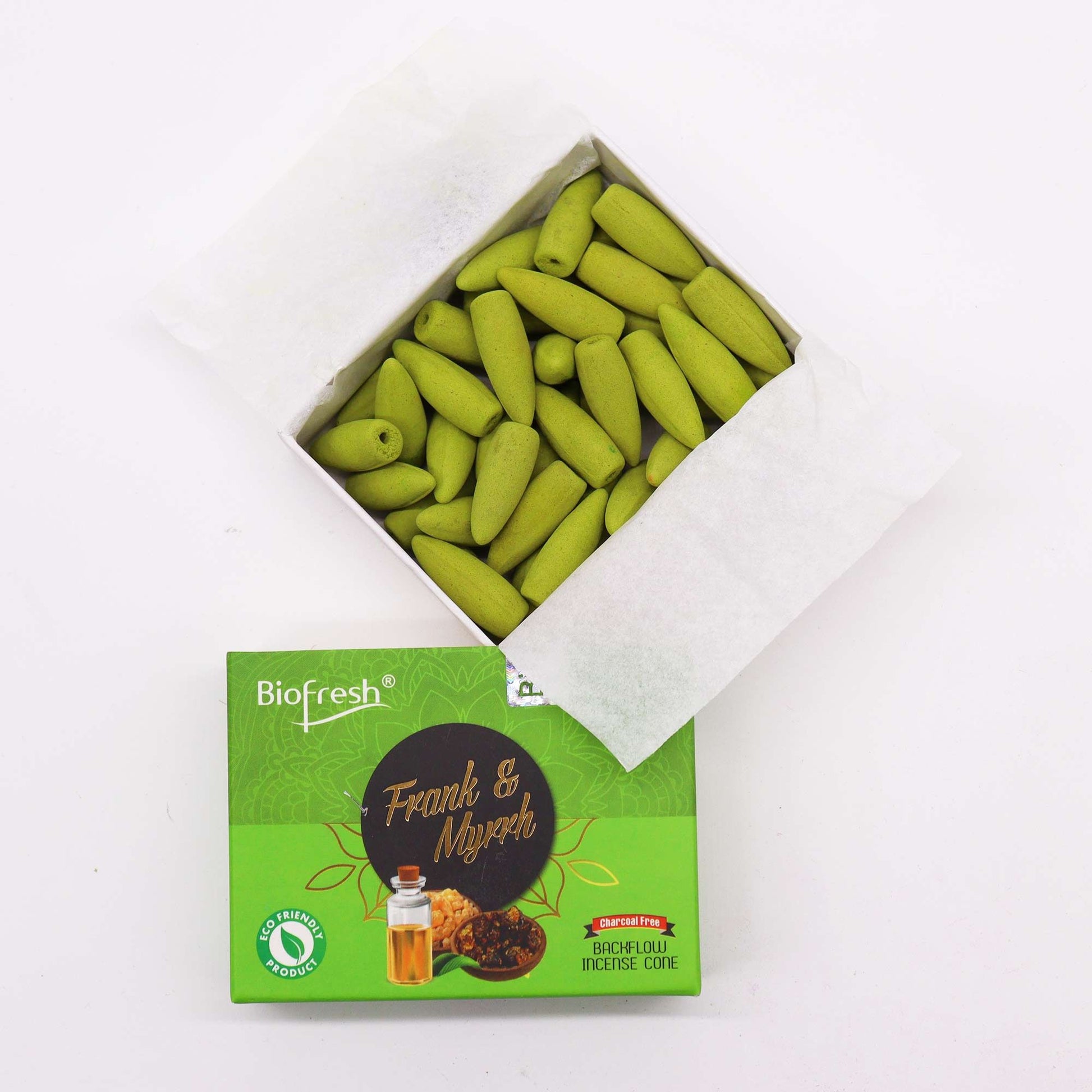 Biofresh Backflow Incense Cones - Frank & Myrrh - Vivid Aromas UK