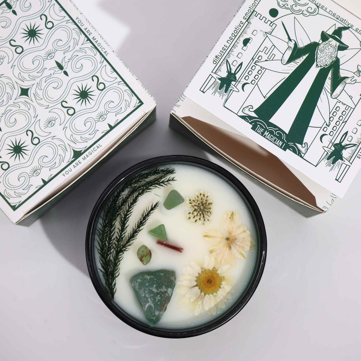 Hop Hare Crystal Magic Flower Candle - The Magician - Vivid Aromas UK