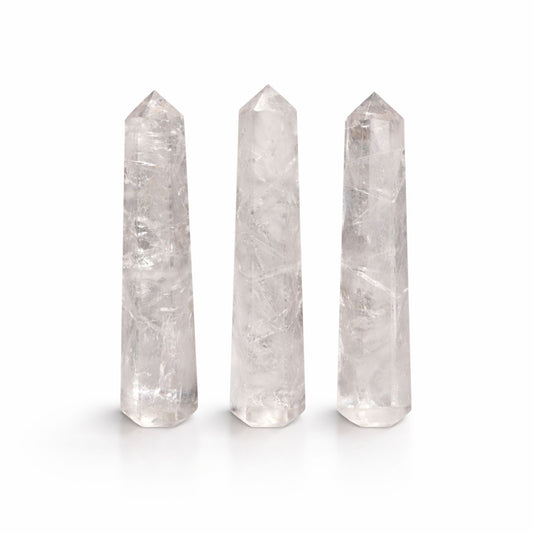 Gemstone Six Face Obelisk Point approx 11cm - Clear Quartz - Vivid Aromas UK