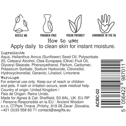 Agnes + Cat Hand & Body Cream - Sea Salt & Moss - Vivid Aromas UK