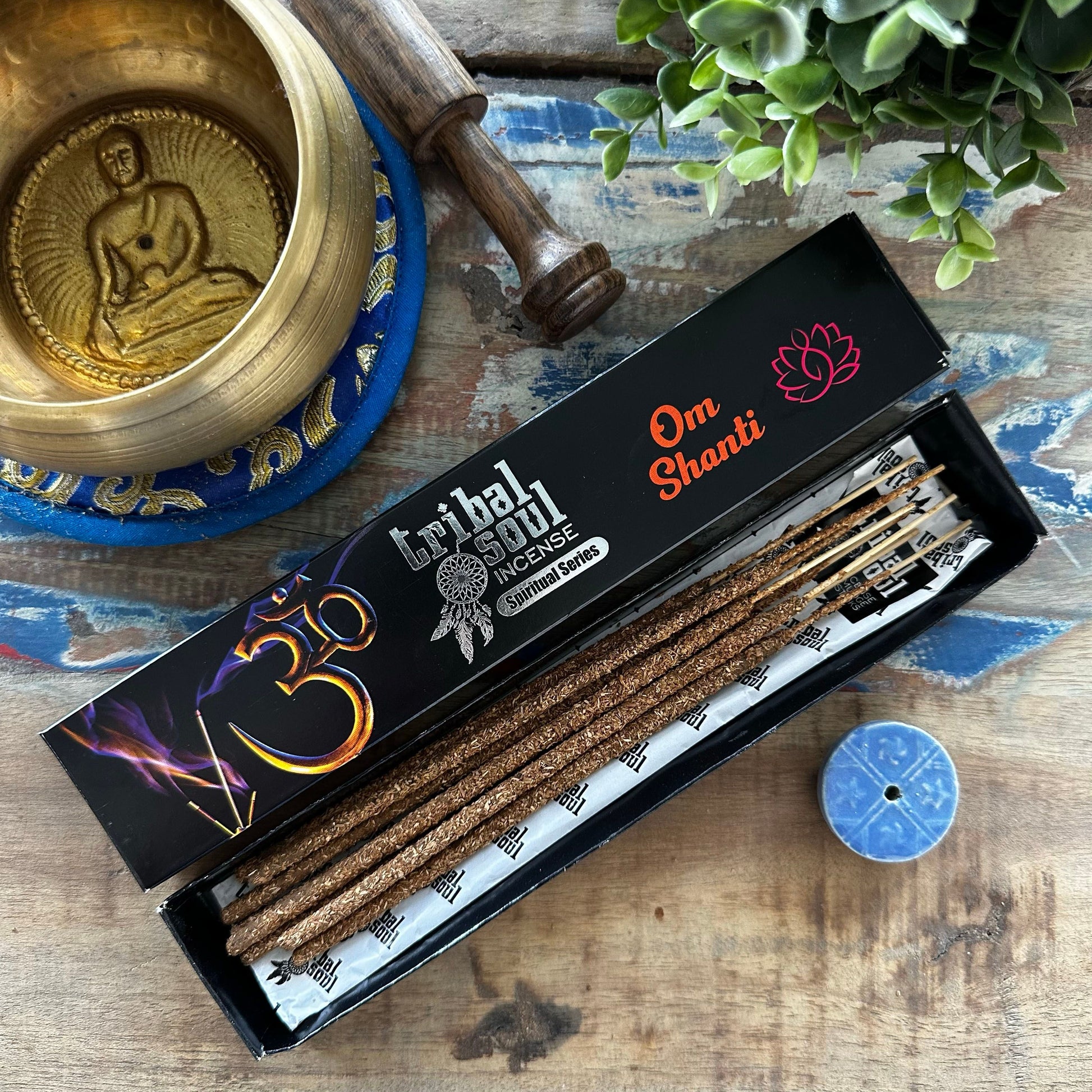 Tribal Soul Spiritual Incense Sticks and Ceramic Holder - Ohm Shanti - Vivid Aromas UK