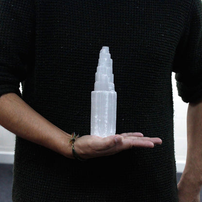 Natural Selenite Tower - 20 cm - Vivid Aromas UK