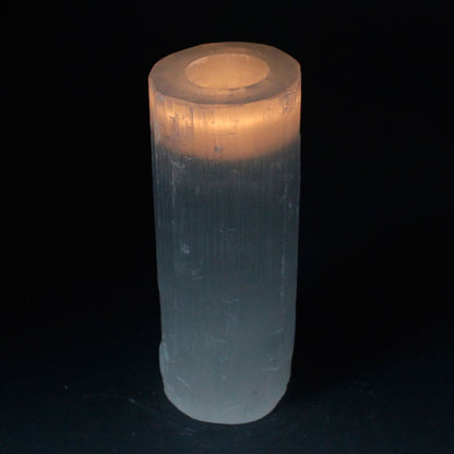 Selenite Cylinder Candle Holder - 20 cm - Vivid Aromas UK