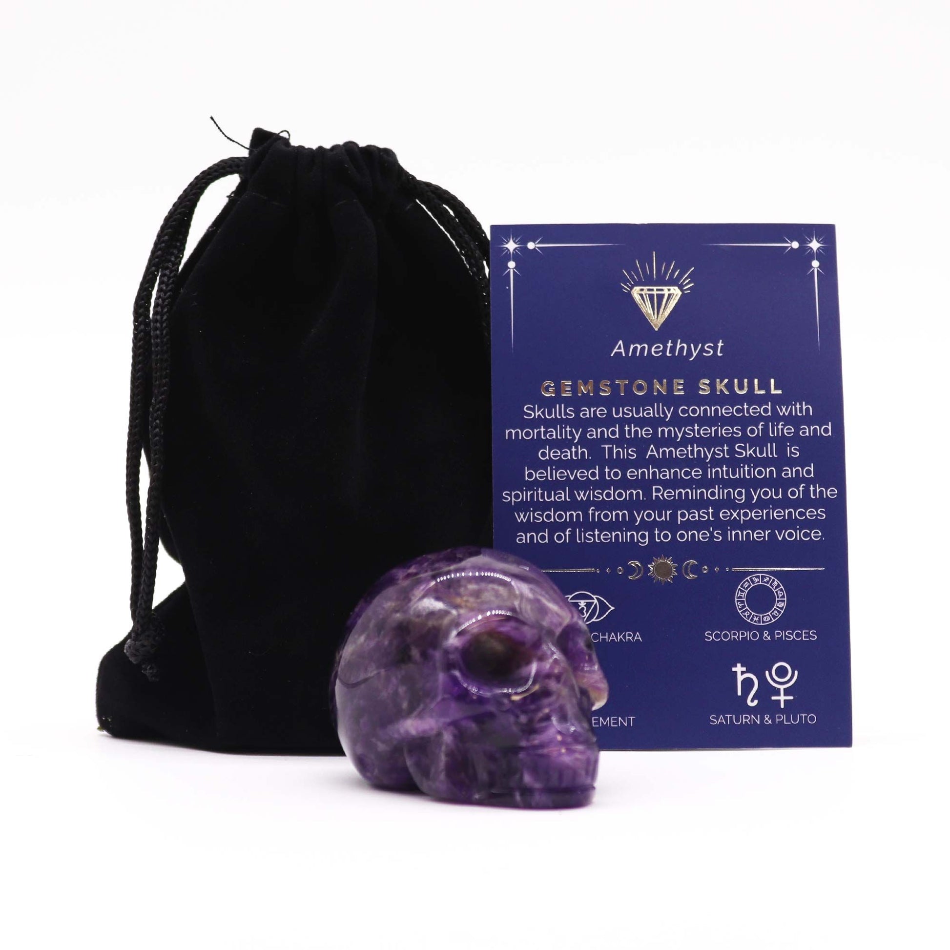 Gemstone Lrg Skull - Amethyst - Vivid Aromas UK