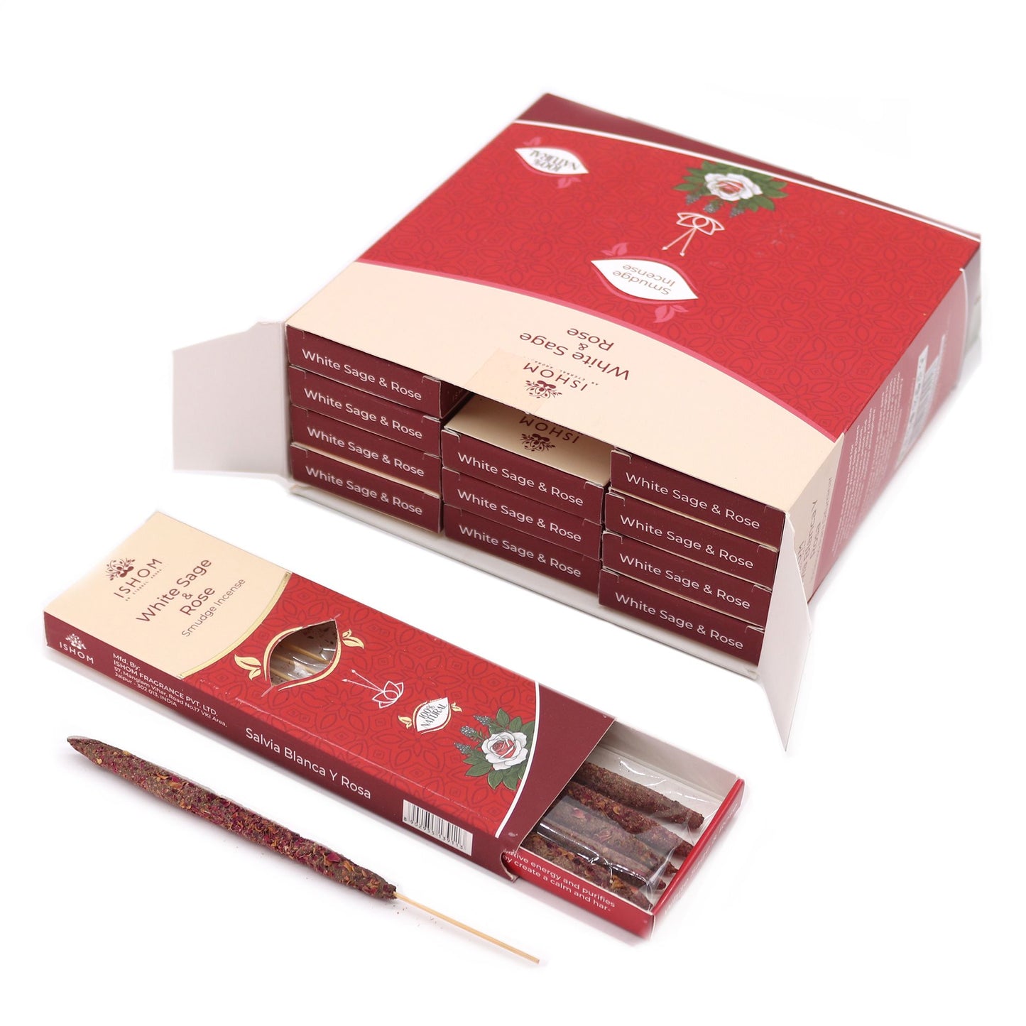 Ishom Smudge Incense - White Sage & Rose - Vivid Aromas UK