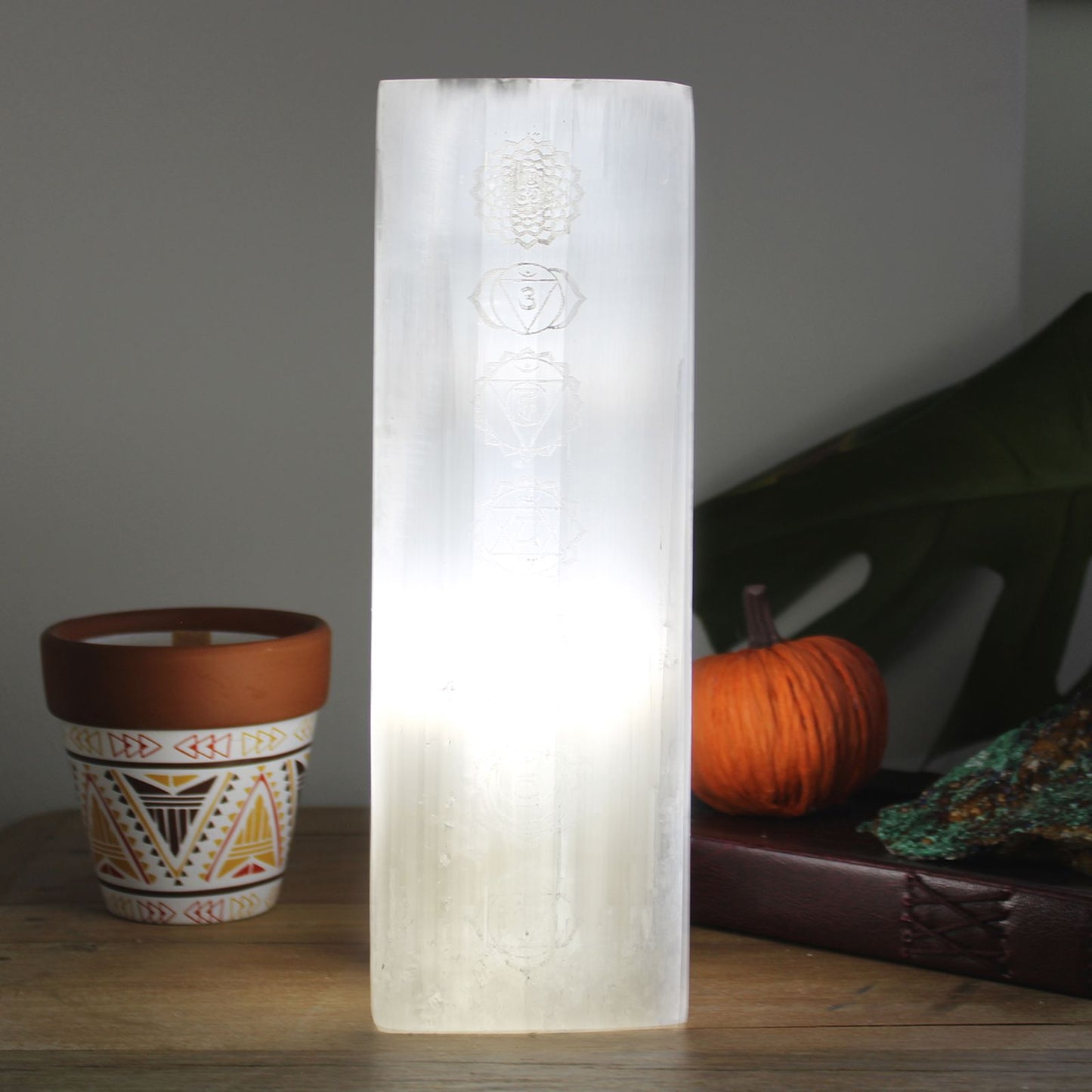 Selenite Block Lamp 25cm - Chakra Lamp - Vivid Aromas UK