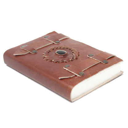 Leather Black Onyx with Belts Notebook (6x4") - Vivid Aromas UK
