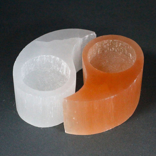 Selenite Ying Yang Candle Holder - Vivid Aromas UK