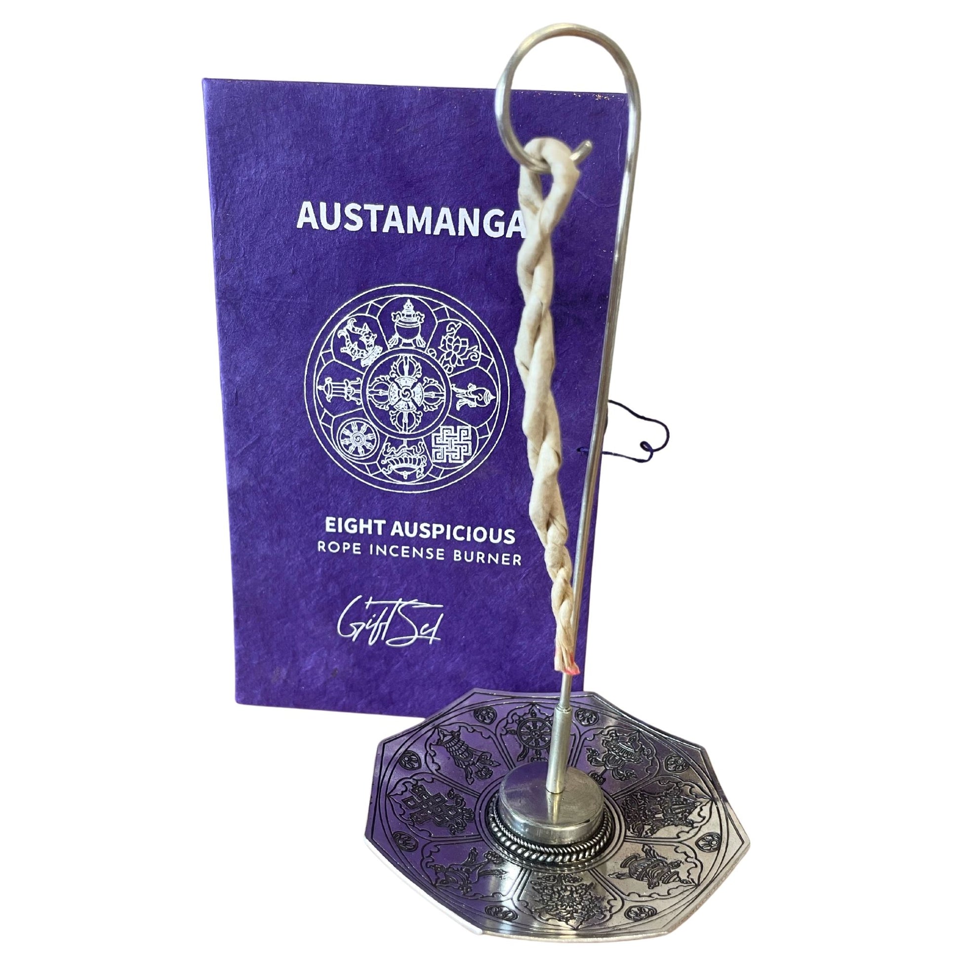 Rope Incense and Silver Plated Holder Set - Astamangal - Vivid Aromas UK