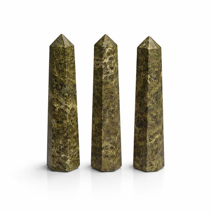 Gemstone Six Face Obelisk Point approx 11cm - Epidote - Vivid Aromas UK