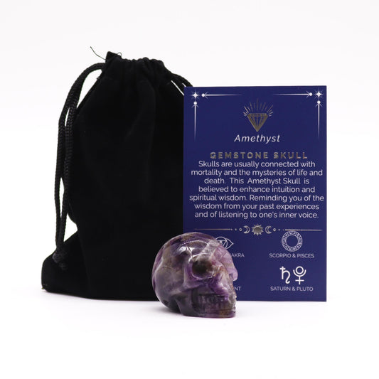 Gemstone Small Skull - Amethyst - Vivid Aromas UK