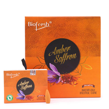 Biofresh Backflow Incense Cones - Amber Safron - Vivid Aromas UK