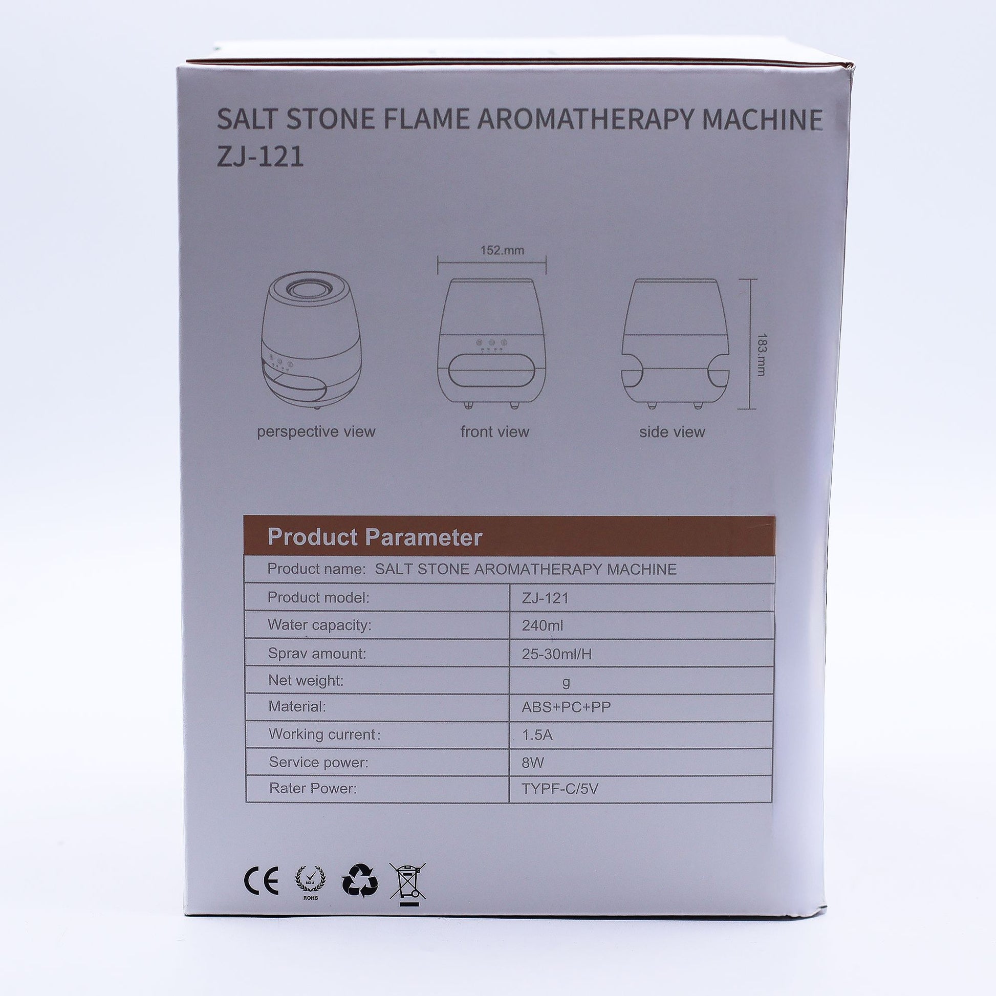 Salt Stone Flame Effect Aroma Diffuser - White USB - Colour Change and Timer - Vivid Aromas UK