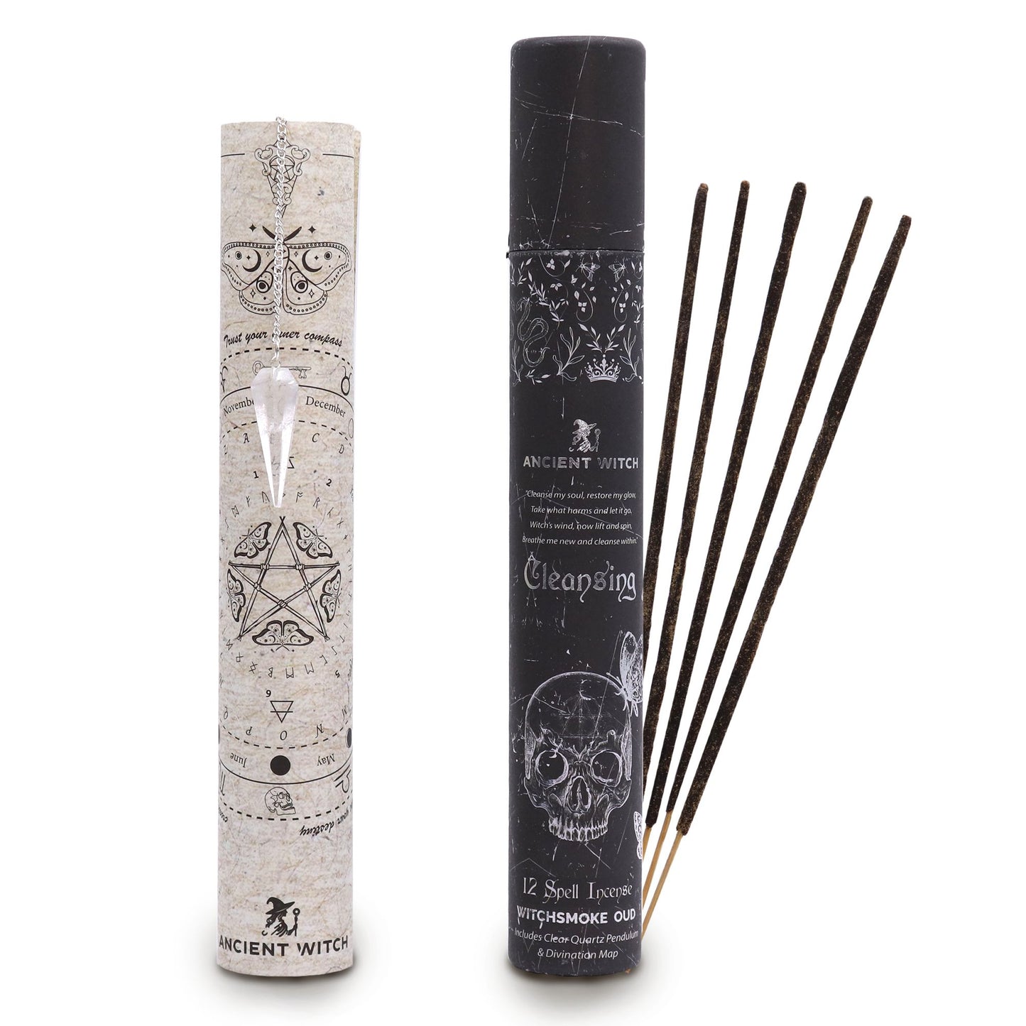Ancient Witch Spell Incense - Cleansing - Rock Crystal Pendulum - Vivid Aromas UK
