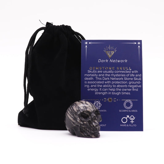 Gemstone Small Skull - Dark Network Stone - Vivid Aromas UK