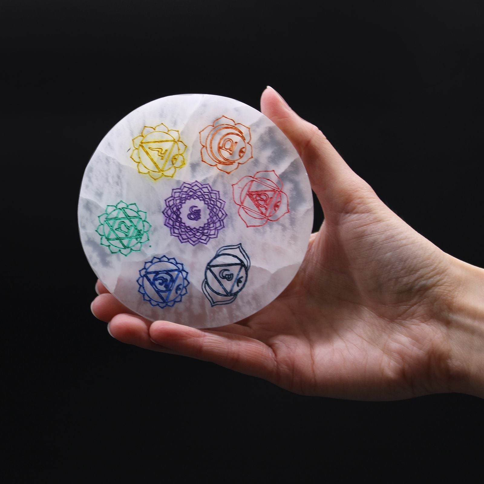 Medium Charging Plate 10cm - Chakra Design (col) - Vivid Aromas UK