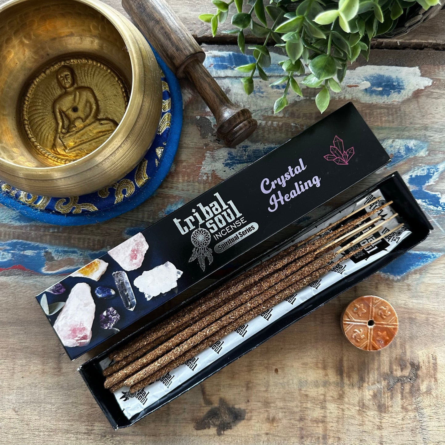 Tribal Soul Spiritual Incense Sticks and Ceramic Holder - Crystal Healing - Vivid Aromas UK