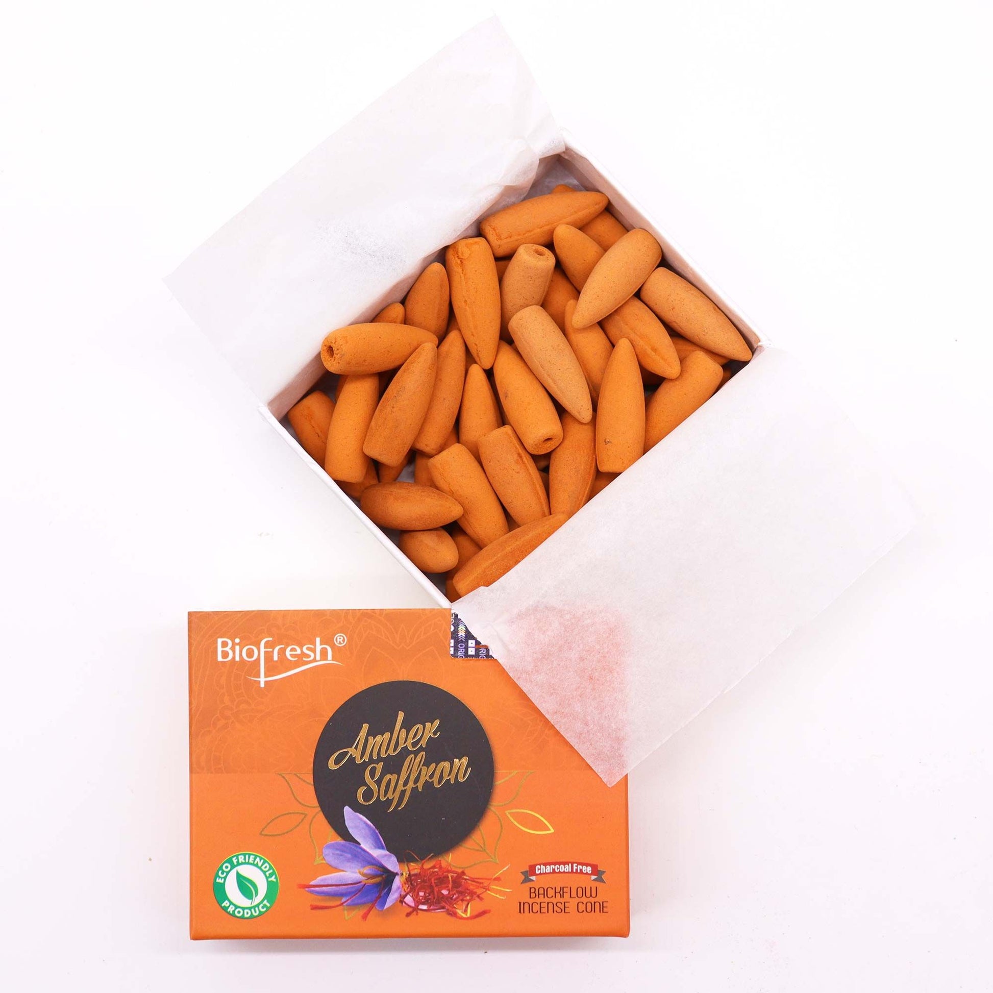 Biofresh Backflow Incense Cones - Amber Safron - Vivid Aromas UK