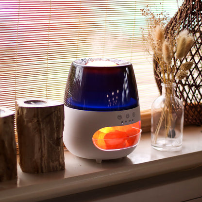 Salt Stone Flame Effect Aroma Diffuser - White USB - Colour Change and Timer - Vivid Aromas UK