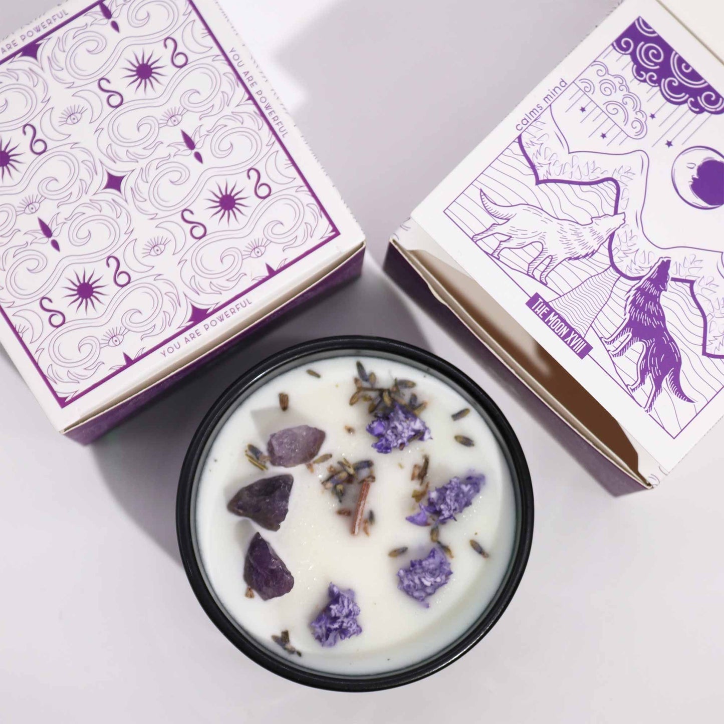 Hop Hare Crystal Magic Flower Candle - The Moon - Vivid Aromas UK