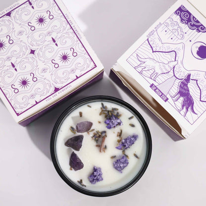 Hop Hare Crystal Magic Flower Candle - The Moon - Vivid Aromas UK
