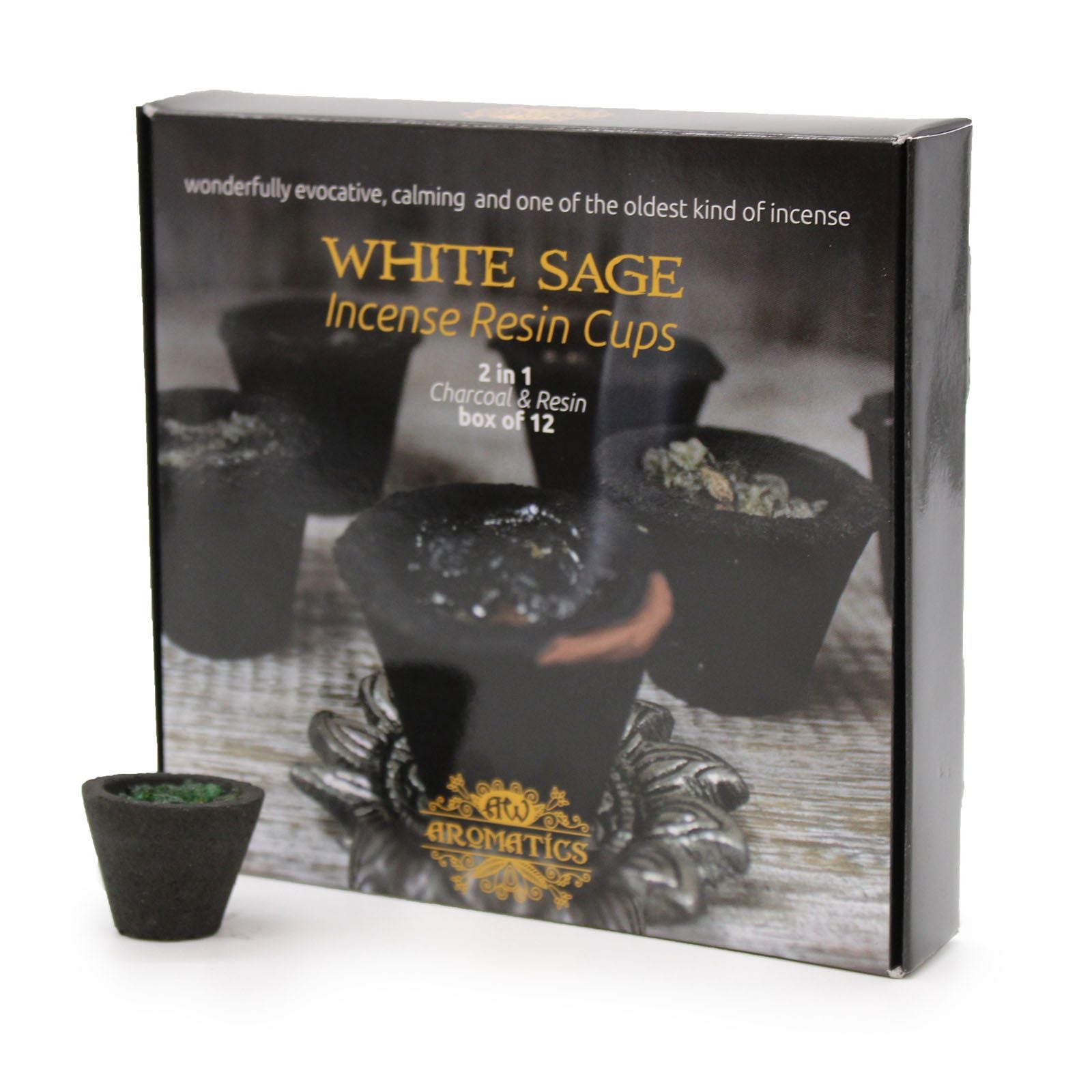 Box of 12 Resin Cups - White Sage - Vivid Aromas UK