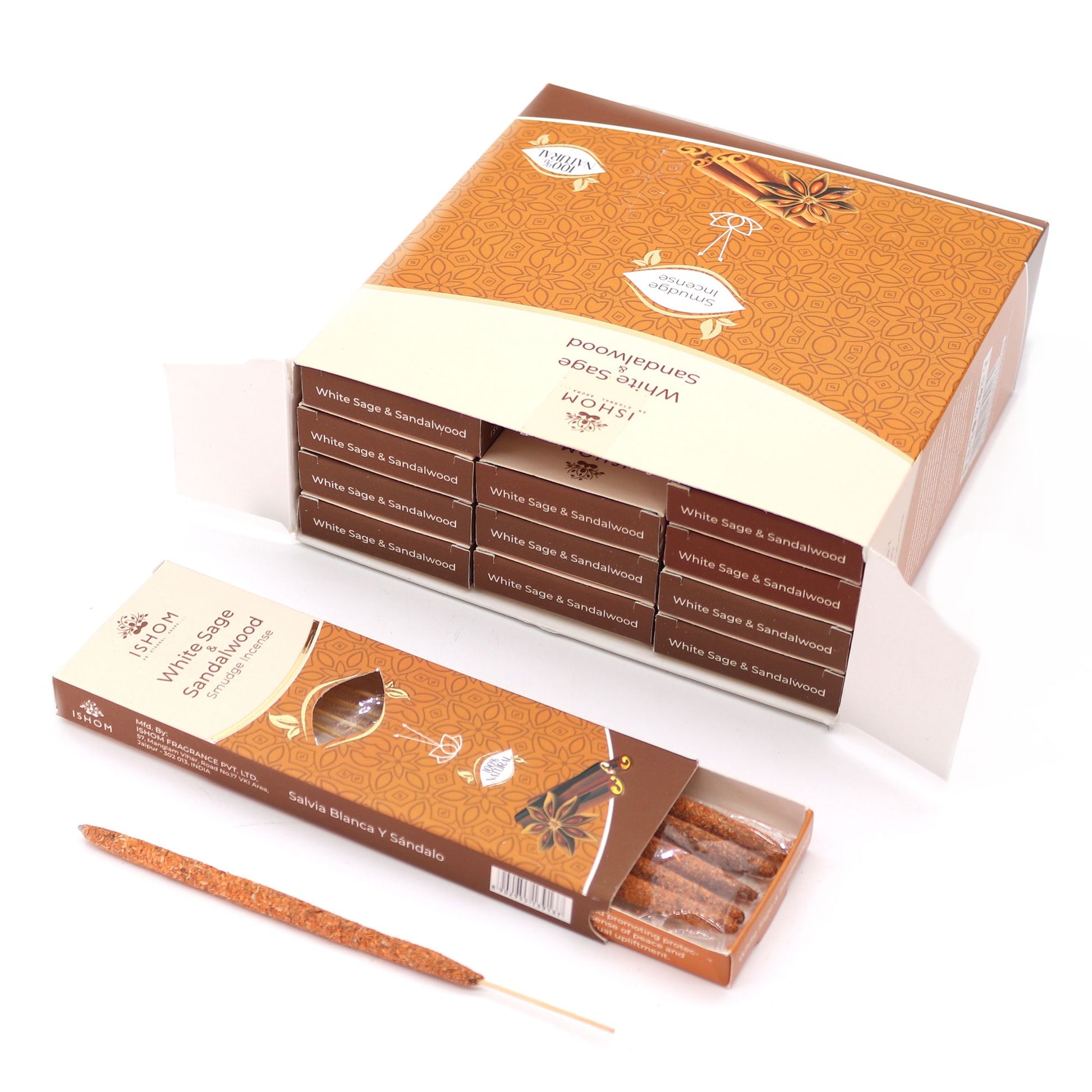 Ishom Smudge Incense - White Sage & Sandalwood - Vivid Aromas UK