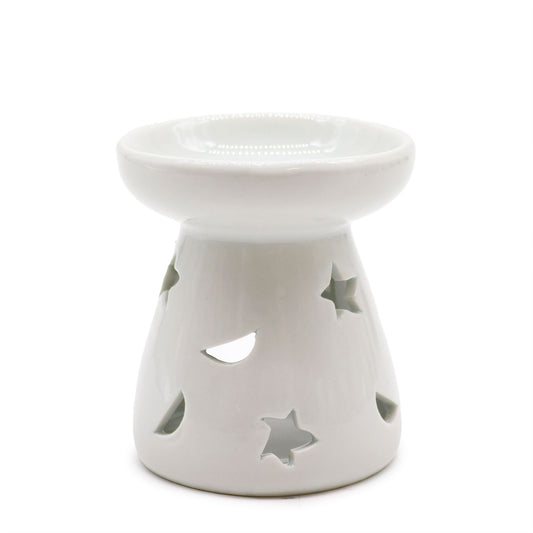Sm Classic White Oil Burner - Moon & Star - Vivid Aromas UK
