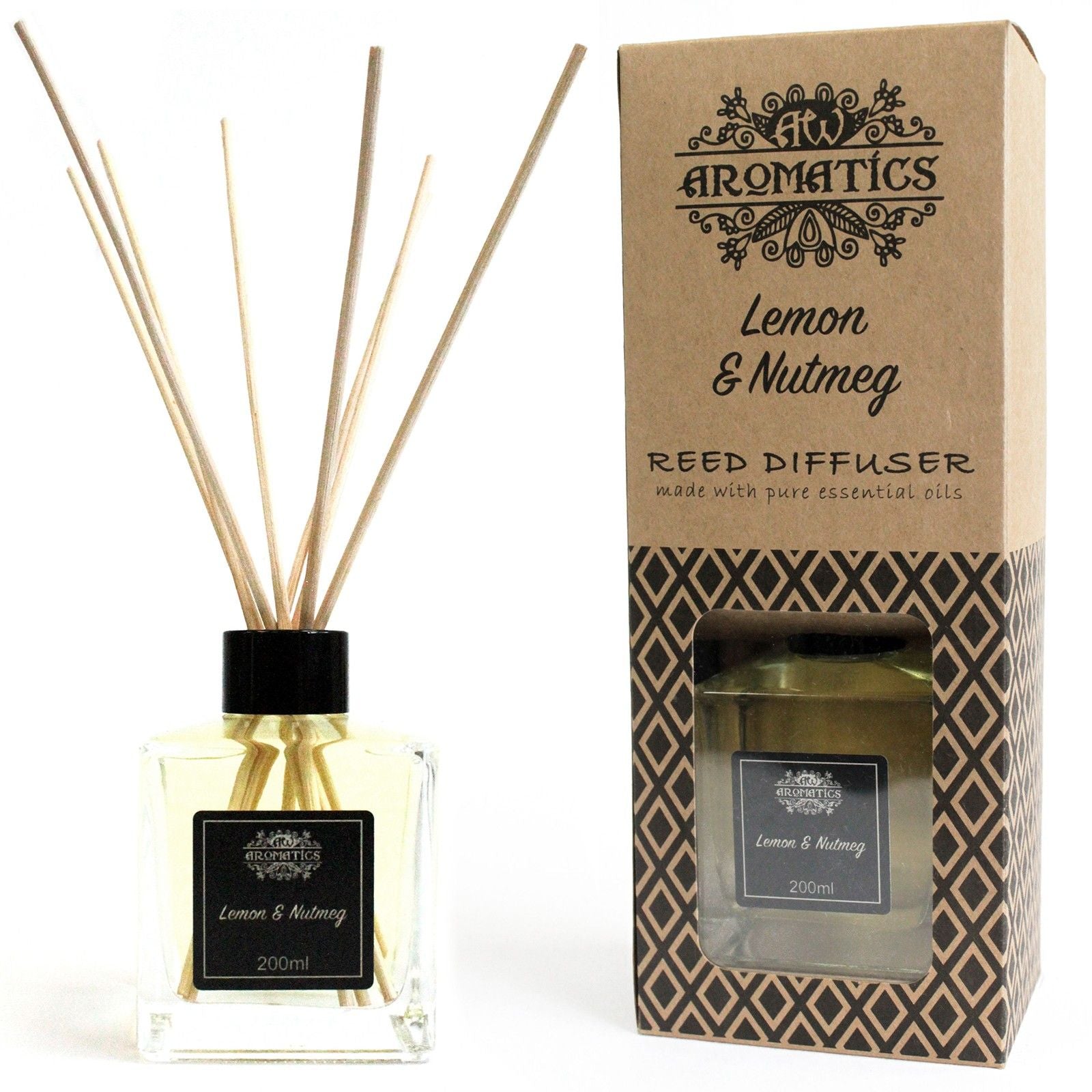 200ml Lemon & Nutmeg Essential Oil Reed Diffuser - Vivid Aromas UK
