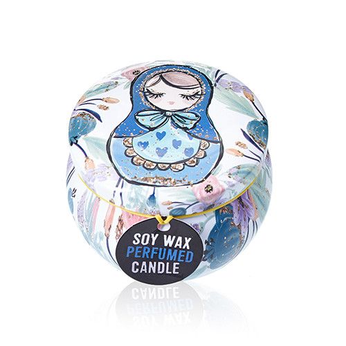 Art Tin Candle - Assorted Design - Russian Dolls - Dolly Blue - Vivid Aromas UK