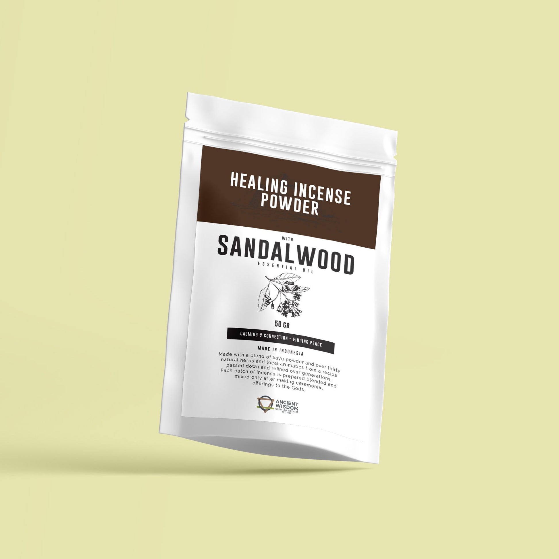 Healing Incense Powder - Sandalwood 50gm - Vivid Aromas UK