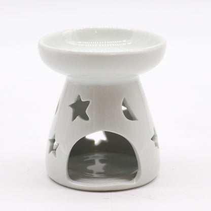 Sm Classic White Oil Burner - Moon & Star - Vivid Aromas UK