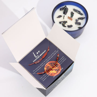 Zodiac Crystal Candle with Gemstone Bracelet - Leo - Vivid Aromas UK