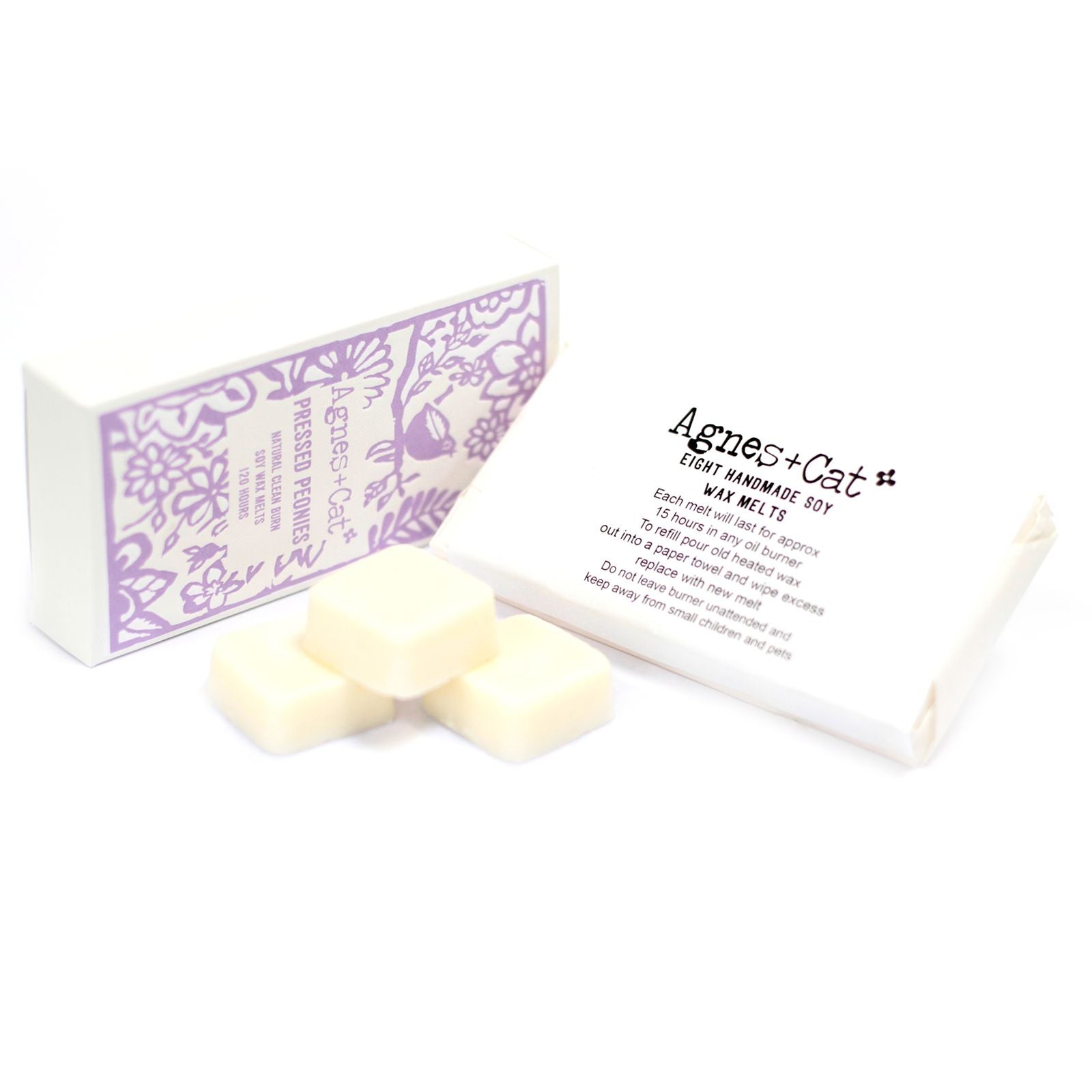 Agnes + Cat Box of 8 Wax Melts - Pressed Peonies - Vivid Aromas UK
