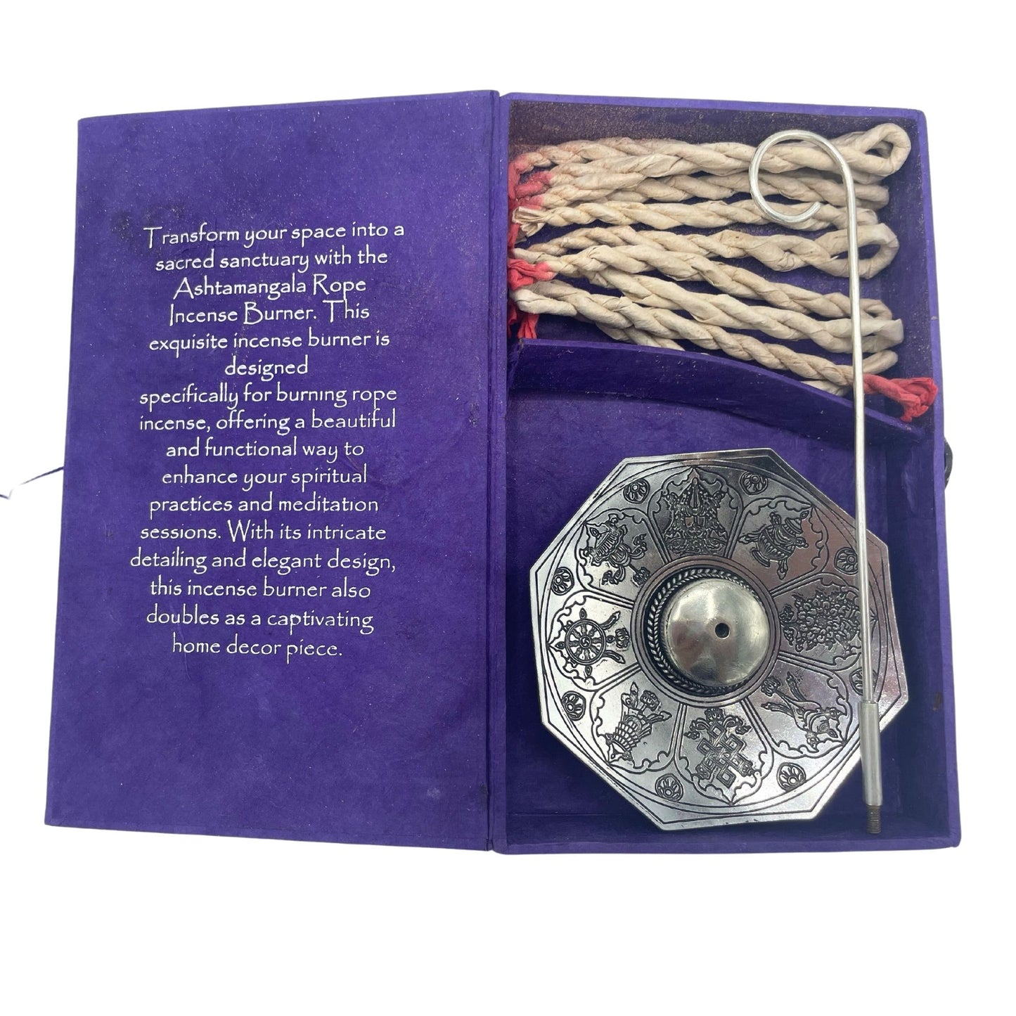 Rope Incense and Silver Plated Holder Set - Astamangal - Vivid Aromas UK