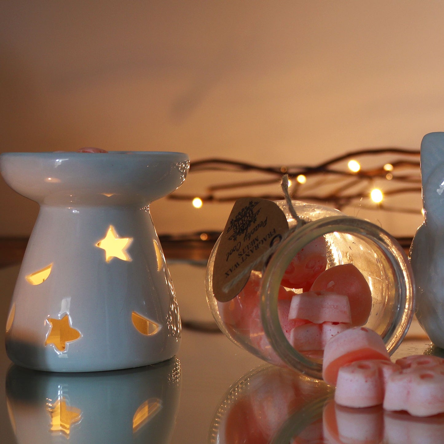 Sm Classic White Oil Burner - Moon & Star - Vivid Aromas UK