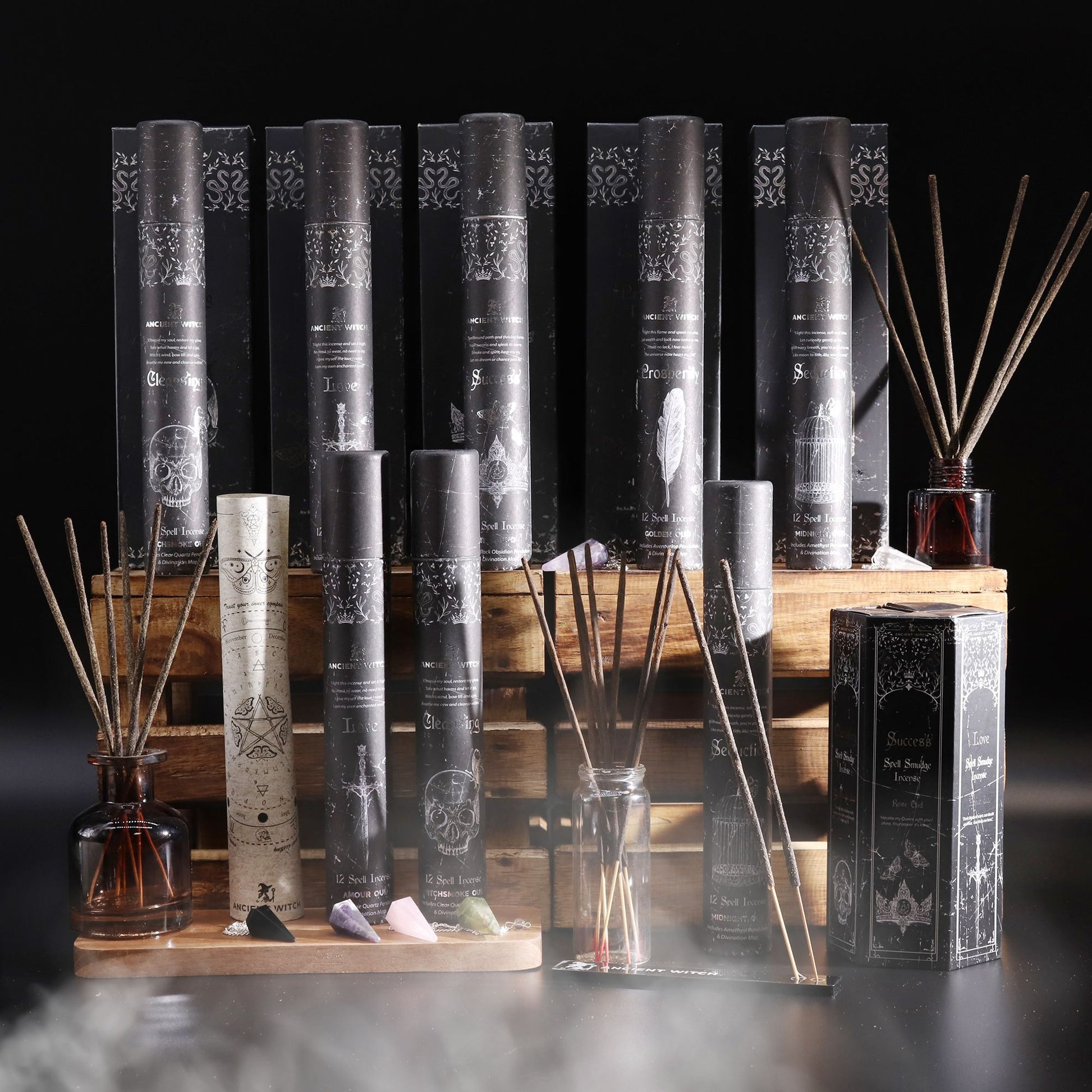 Ancient Witch Spell Incense - Seduction - Amethyst Pendulum - Vivid Aromas UK
