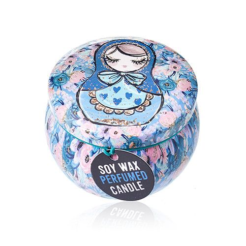 Art Tin Candle - Assorted Design - Russian Dolls - Dolly Blue - Vivid Aromas UK