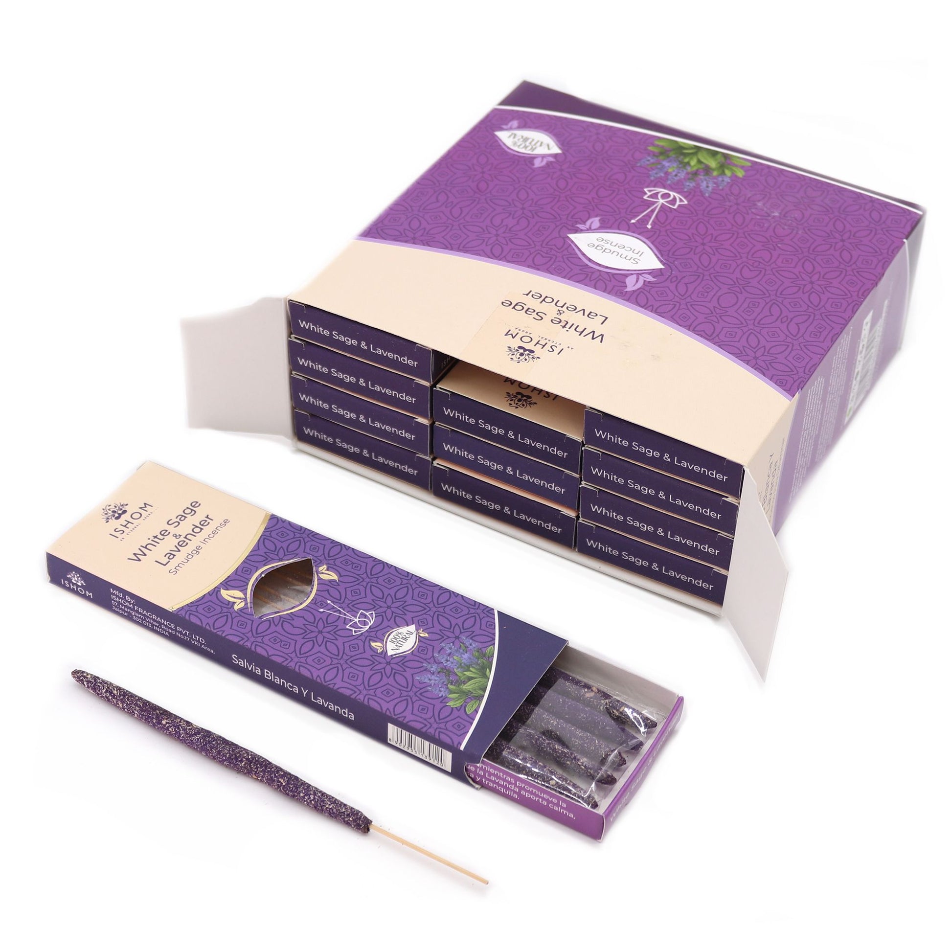 Ishom Smudge Incense - White Sage & Lavender - Vivid Aromas UK