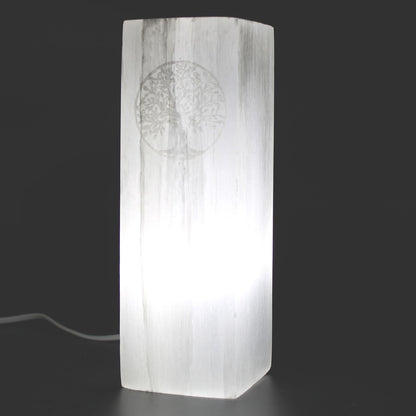 Selenite Block Lamp 25cm - Tree of Life - Vivid Aromas UK